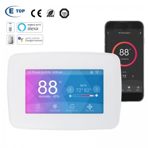 Thermostat de pompe à chaleur domestique standard américain 24V Tuya WiFi radiateur programmable chauffage par le sol écran tactile LCD